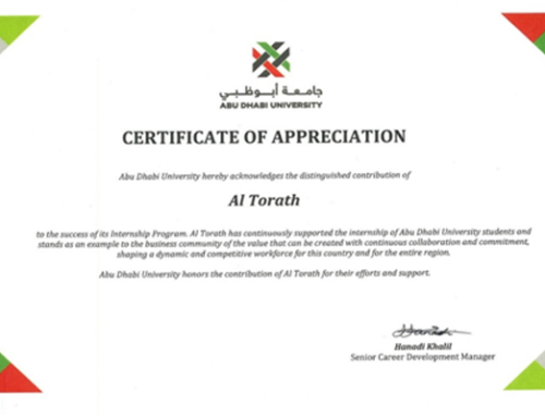 AIC  honored for a Certificate of Appreciation from  Abu Dhabi University